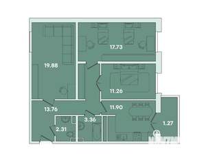 3-к квартира, вторичка, 84м2, 6/16 этаж