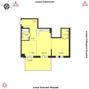 2-к квартира, строящийся дом, 87м2, 1/14 этаж