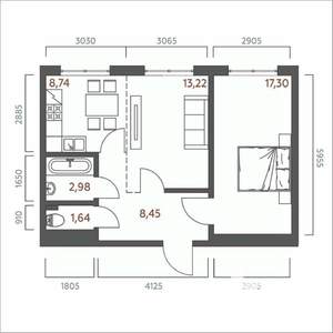 2-к квартира, строящийся дом, 52м2, 17/19 этаж