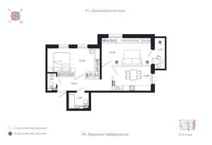 2-к квартира, строящийся дом, 72м2, 3/8 этаж