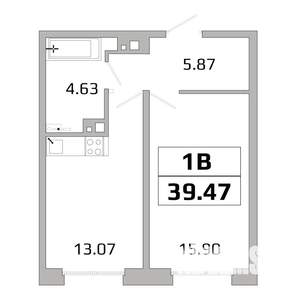 1-к квартира, вторичка, 39м2, 7/16 этаж
