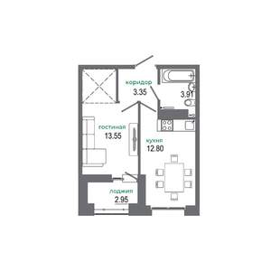 1-к квартира, вторичка, 37м2, 2/16 этаж