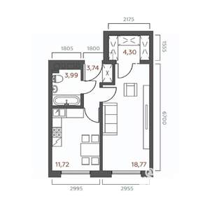 1-к квартира, вторичка, 43м2, 4/18 этаж