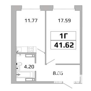1-к квартира, вторичка, 42м2, 8/16 этаж