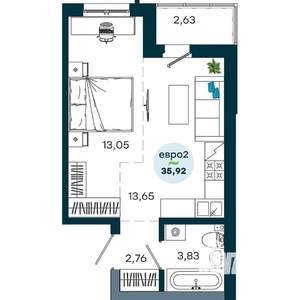 1-к квартира, вторичка, 36м2, 4/19 этаж