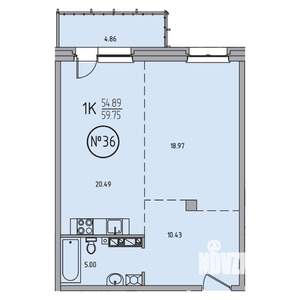 2-к квартира, вторичка, 60м2, 9/9 этаж