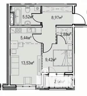 1-к квартира, вторичка, 48м2, 2/13 этаж
