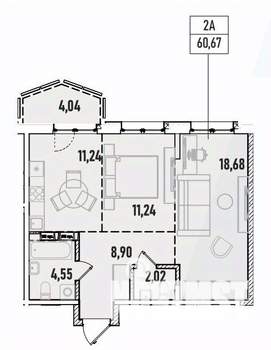 2-к квартира, вторичка, 61м2, 4/19 этаж