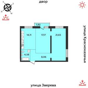 2-к квартира, вторичка, 67м2, 5/14 этаж