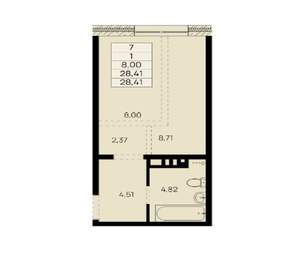 1-к квартира, вторичка, 28м2, 2/10 этаж