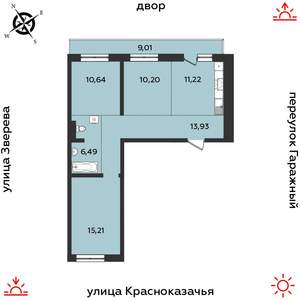3-к квартира, строящийся дом, 77м2, 9/9 этаж