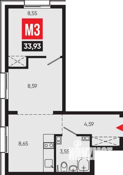 2-к квартира, вторичка, 34м2, 5/14 этаж