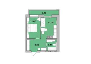 1-к квартира, строящийся дом, 40м2, 13/16 этаж