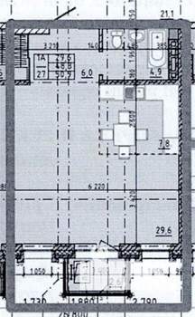 1-к квартира, вторичка, 52м2, 6/8 этаж