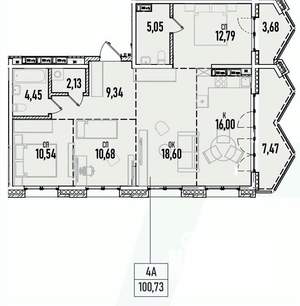 4-к квартира, вторичка, 101м2, 13/19 этаж