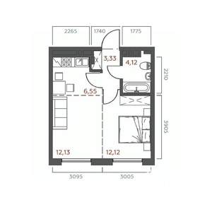 1-к квартира, вторичка, 38м2, 13/18 этаж