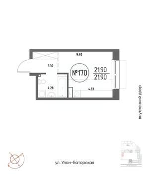 Студия квартира, строящийся дом, 22м2, 6/19 этаж