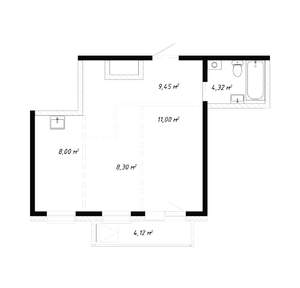 2-к квартира, вторичка, 45м2, 14/19 этаж