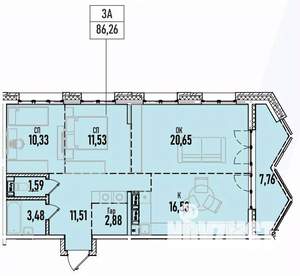 3-к квартира, вторичка, 86м2, 11/19 этаж