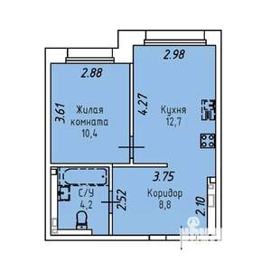 1-к квартира, строящийся дом, 36м2, 9/19 этаж