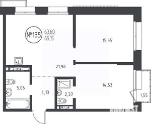 2-к квартира, вторичка, 65м2, 6/10 этаж