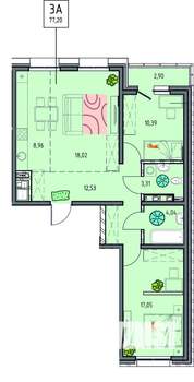 3-к квартира, вторичка, 77м2, 17/18 этаж