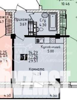 1-к квартира, вторичка, 30м2, 3/7 этаж