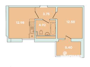 1-к квартира, вторичка, 41м2, 15/16 этаж