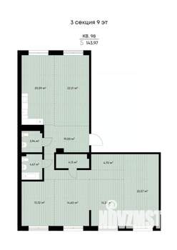 5-к квартира, строящийся дом, 144м2, 7/11 этаж