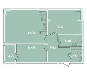 2-к квартира, вторичка, 80м2, 8/14 этаж
