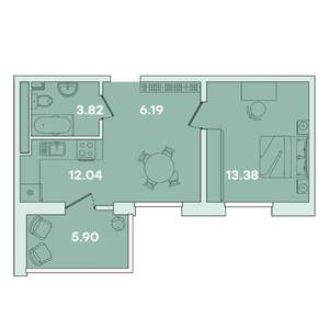 1-к квартира, вторичка, 41м2, 15/16 этаж