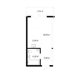 1-к квартира, вторичка, 28м2, 18/19 этаж