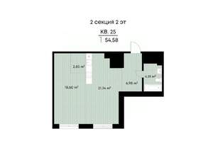 1-к квартира, строящийся дом, 55м2, 2/11 этаж