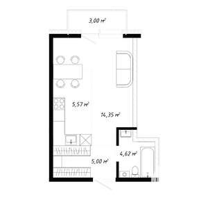 1-к квартира, вторичка, 33м2, 2/19 этаж