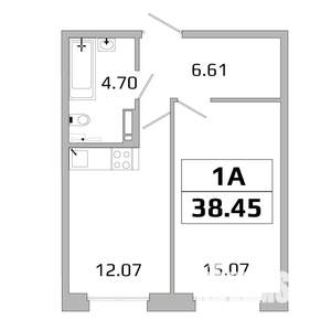 1-к квартира, вторичка, 38м2, 7/16 этаж