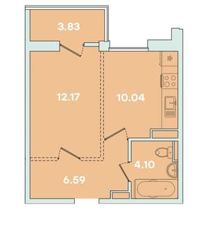 1-к квартира, вторичка, 38м2, 8/14 этаж