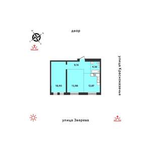 2-к квартира, строящийся дом, 61м2, 3/14 этаж