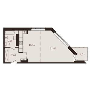 1-к квартира, вторичка, 55м2, 15/15 этаж