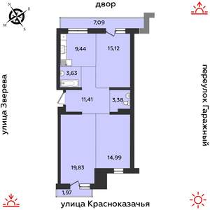 3-к квартира, строящийся дом, 87м2, 9/9 этаж