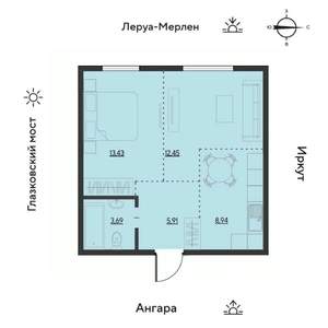 2-к квартира, вторичка, 45м2, 19/19 этаж