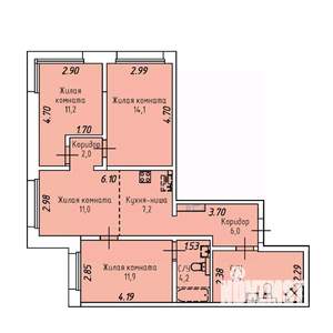 4-к квартира, строящийся дом, 77м2, 9/19 этаж