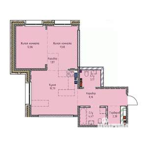 2-к квартира, вторичка, 64м2, 11/19 этаж