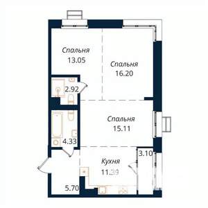 3-к квартира, строящийся дом, 72м2, 17/18 этаж
