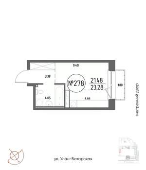 1-к квартира, строящийся дом, 23м2, 18/19 этаж