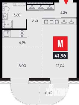 2-к квартира, вторичка, 42м2, 9/14 этаж