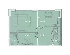 2-к квартира, вторичка, 76м2, 16/16 этаж