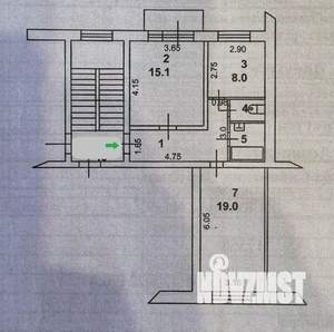 2-к квартира, вторичка, 57м2, 4/4 этаж