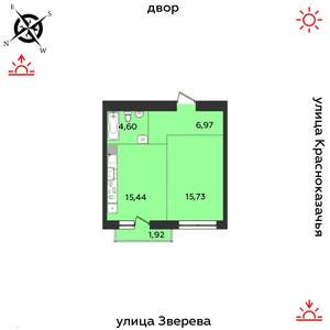 1-к квартира, строящийся дом, 45м2, 9/14 этаж