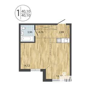 1-к квартира, вторичка, 40м2, 1/19 этаж