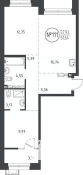 2-к квартира, вторичка, 61м2, 8/10 этаж